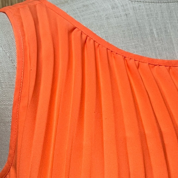 NWT Banana Republic 4 Colorful Orange Sleeveless Pleated Summer Dress Party - Picture 4 of 10